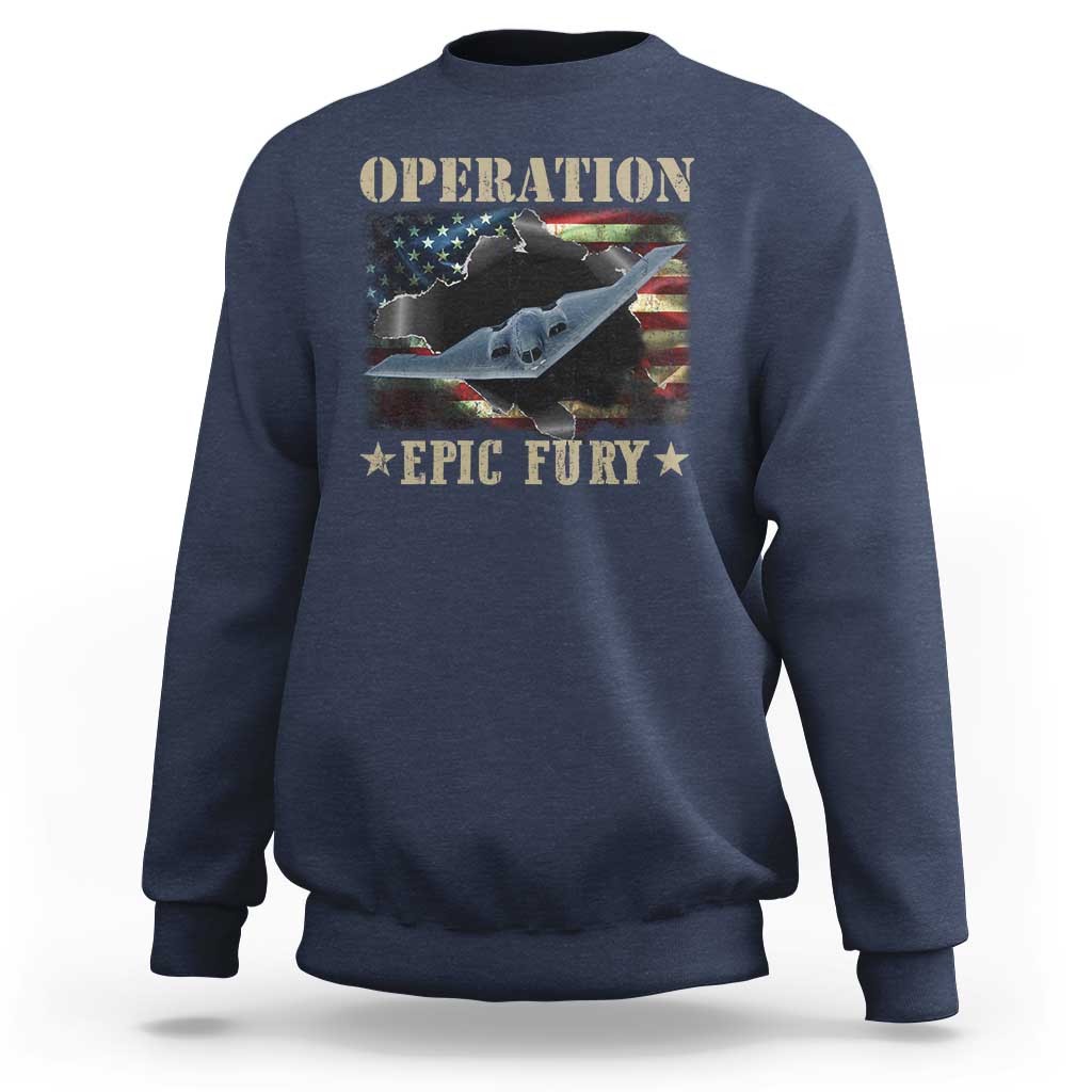 Operation Epic Fury Sweatshirt Military Bomber Jet American Flag