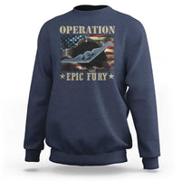 Operation Epic Fury Sweatshirt Military Bomber Jet American Flag