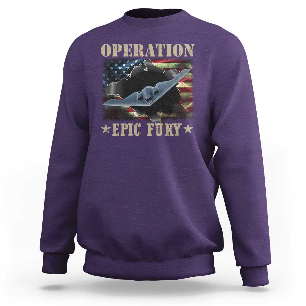 Operation Epic Fury Sweatshirt Military Bomber Jet American Flag