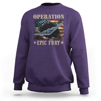 Operation Epic Fury Sweatshirt Military Bomber Jet American Flag