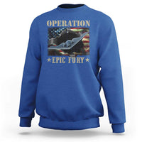 Operation Epic Fury Sweatshirt Military Bomber Jet American Flag