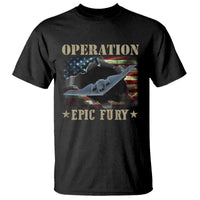 Operation Epic Fury T Shirt Military Bomber Jet American Flag
