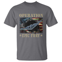 Operation Epic Fury T Shirt Military Bomber Jet American Flag