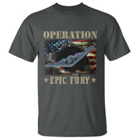 Operation Epic Fury T Shirt Military Bomber Jet American Flag
