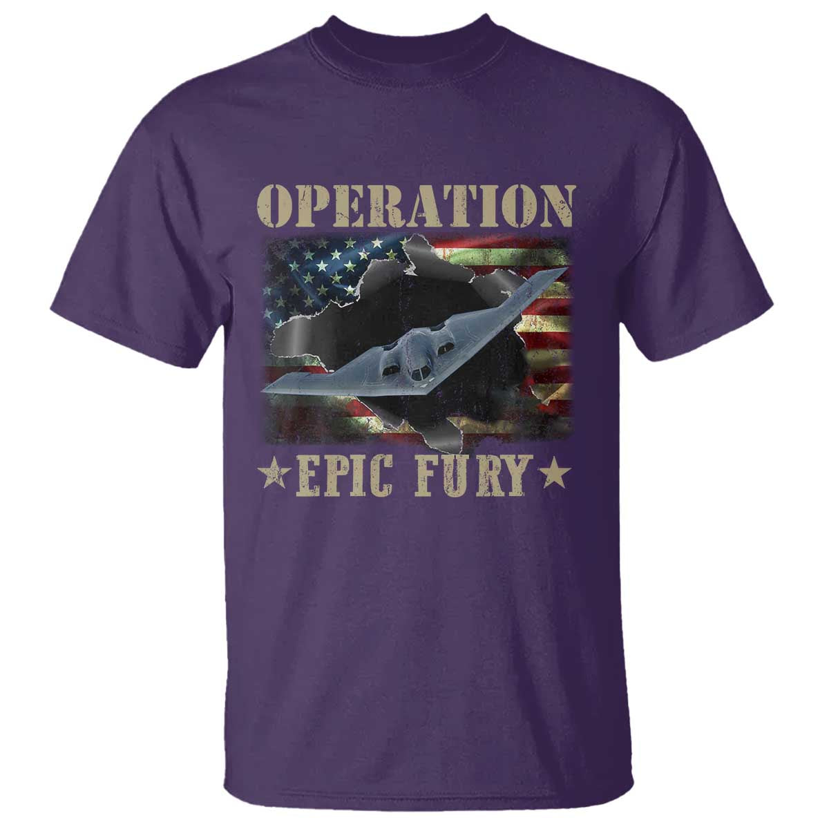 Operation Epic Fury T Shirt Military Bomber Jet American Flag