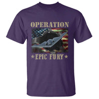 Operation Epic Fury T Shirt Military Bomber Jet American Flag