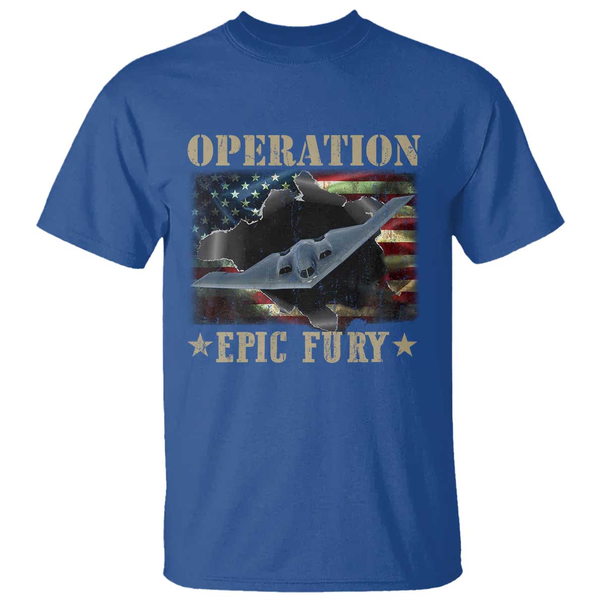 Operation Epic Fury T Shirt Military Bomber Jet American Flag
