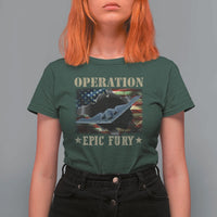 Operation Epic Fury T Shirt For Women Military Bomber Jet American Flag