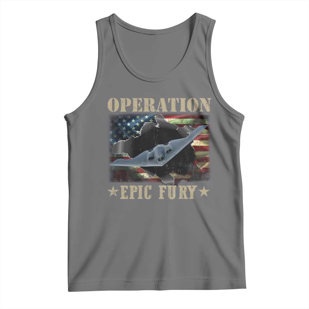 Operation Epic Fury Tank Top Military Bomber Jet American Flag