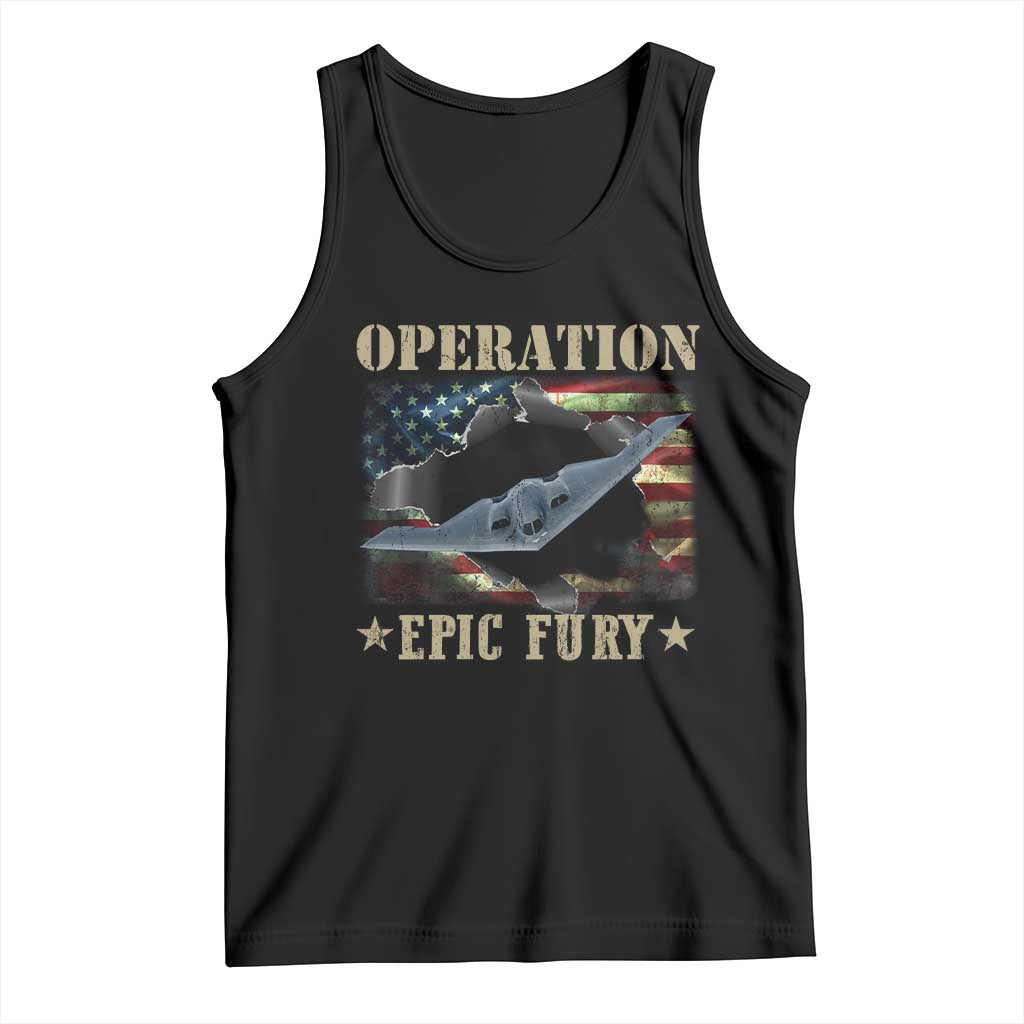 Operation Epic Fury Tank Top Military Bomber Jet American Flag
