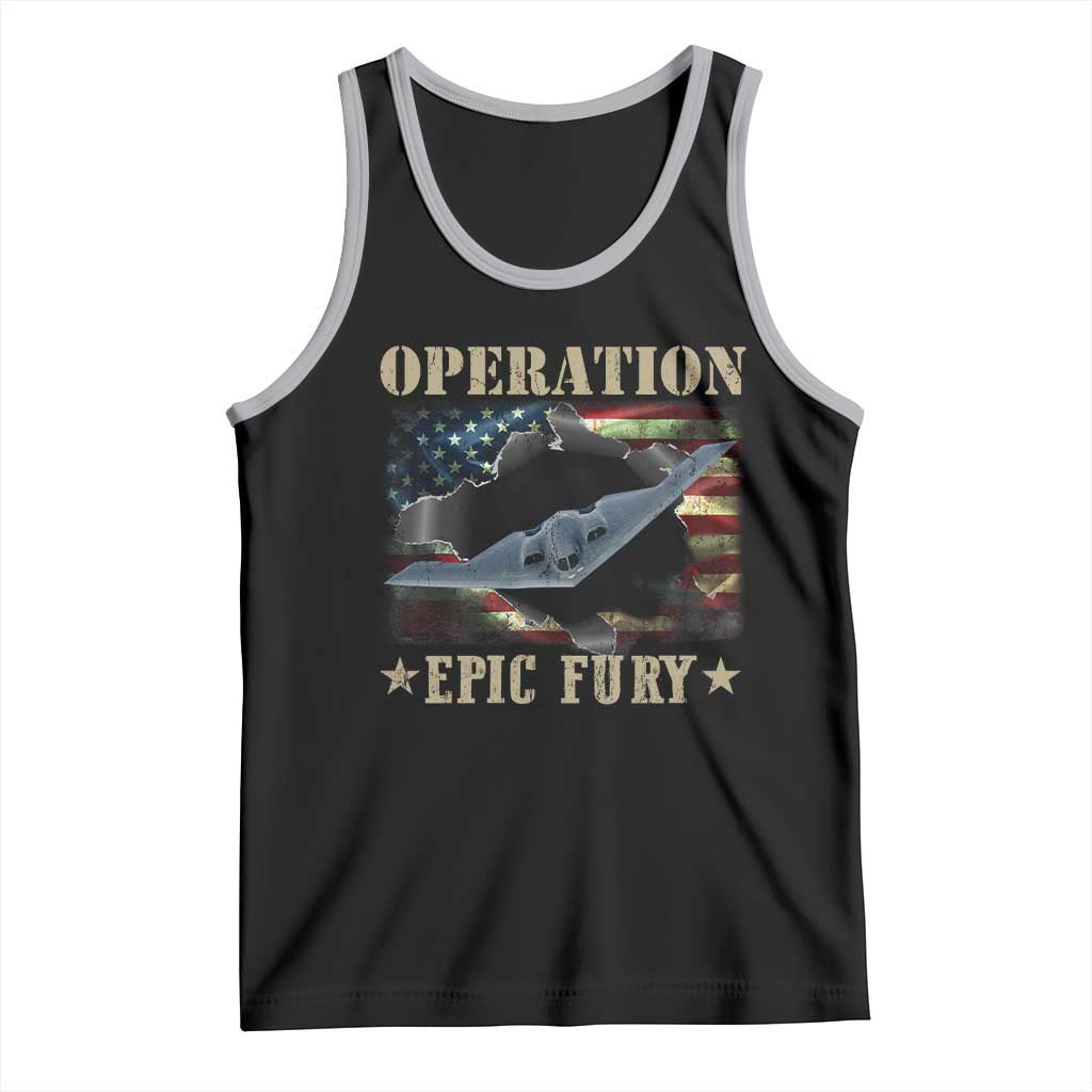 Operation Epic Fury Tank Top Military Bomber Jet American Flag