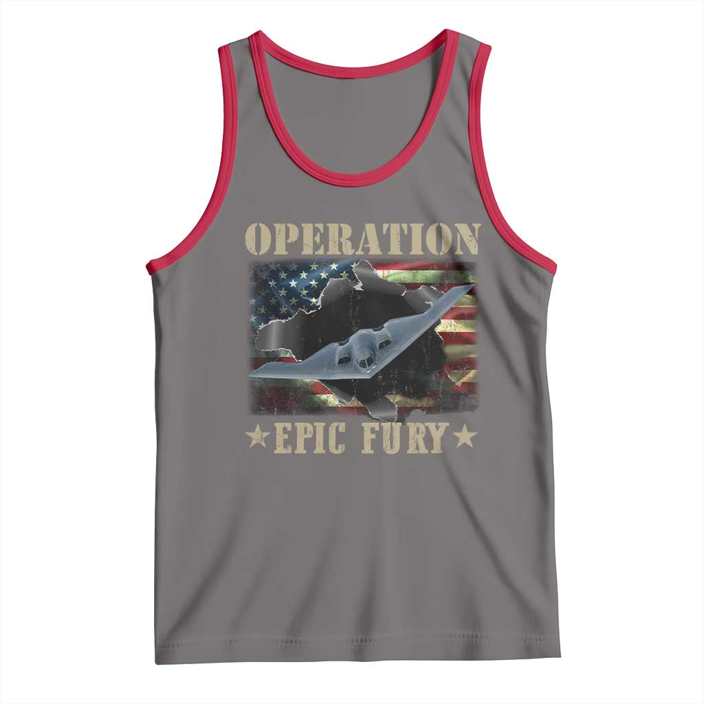 Operation Epic Fury Tank Top Military Bomber Jet American Flag