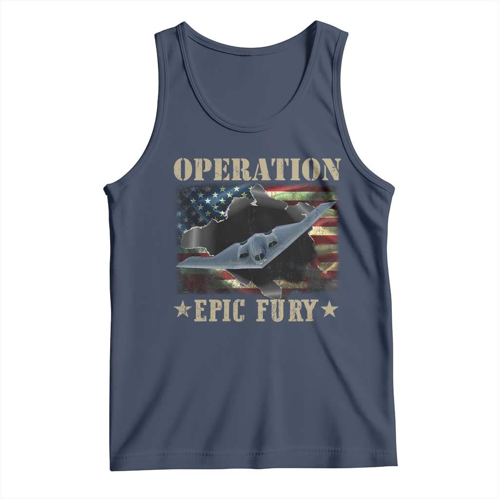Operation Epic Fury Tank Top Military Bomber Jet American Flag