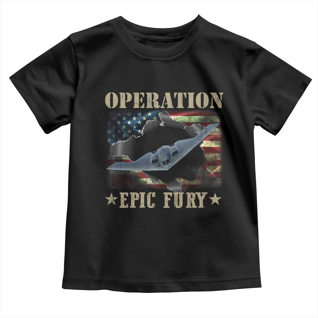 Operation Epic Fury Toddler T Shirt Military Bomber Jet American Flag
