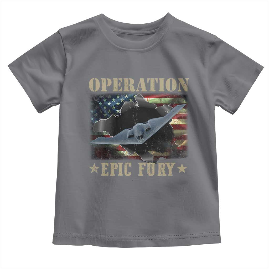 Operation Epic Fury Toddler T Shirt Military Bomber Jet American Flag