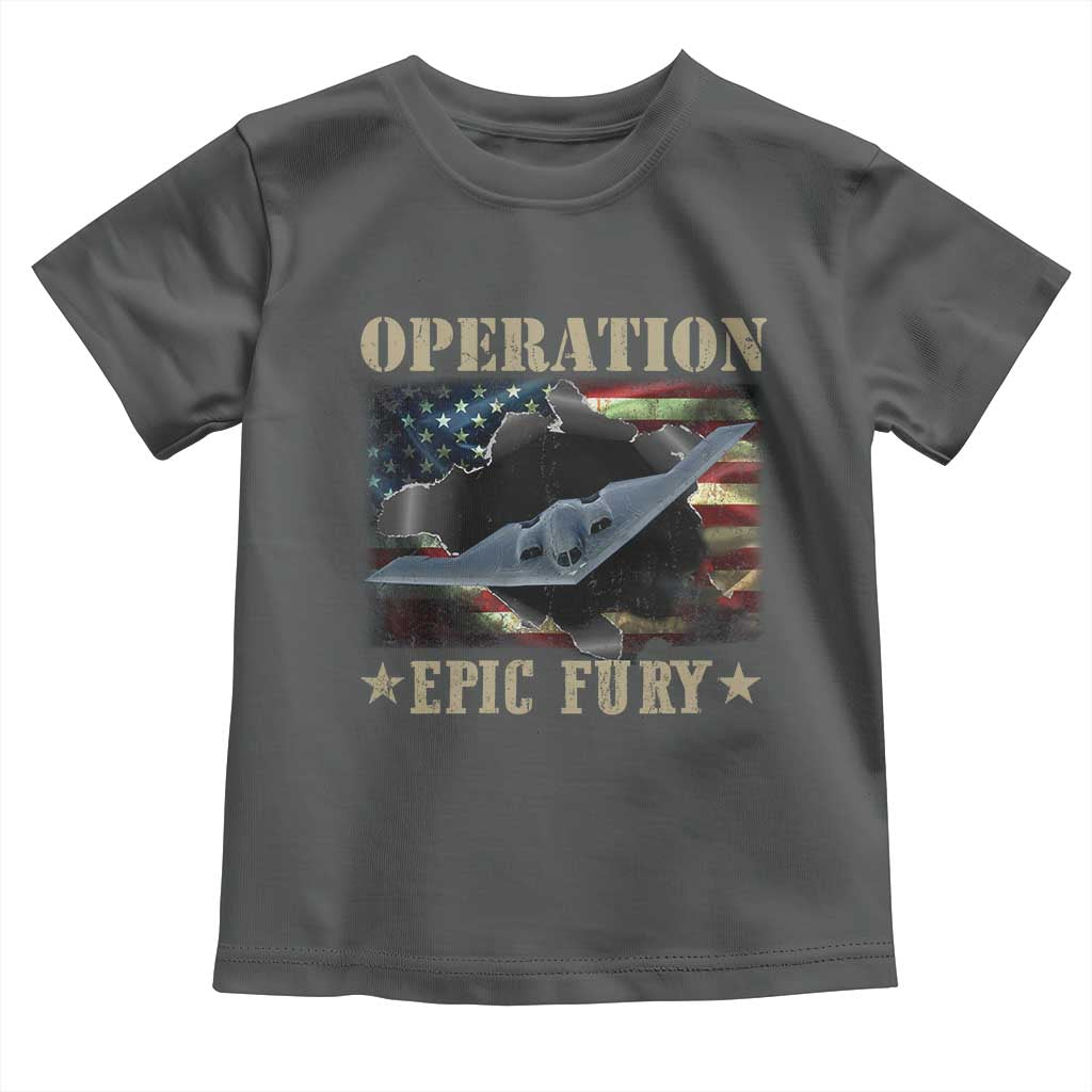 Operation Epic Fury Toddler T Shirt Military Bomber Jet American Flag