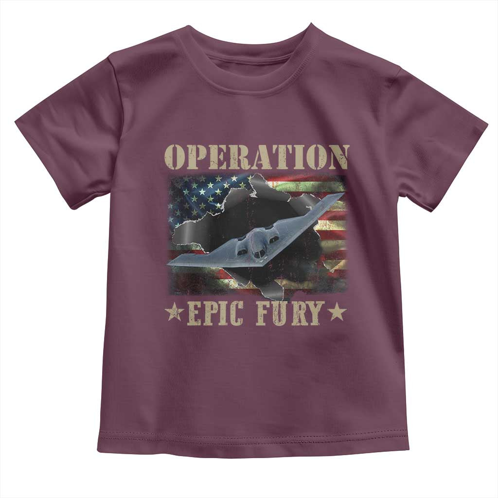 Operation Epic Fury Toddler T Shirt Military Bomber Jet American Flag
