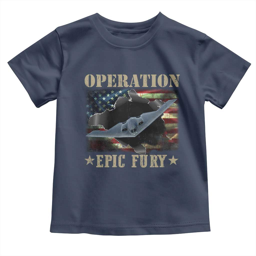 Operation Epic Fury Toddler T Shirt Military Bomber Jet American Flag