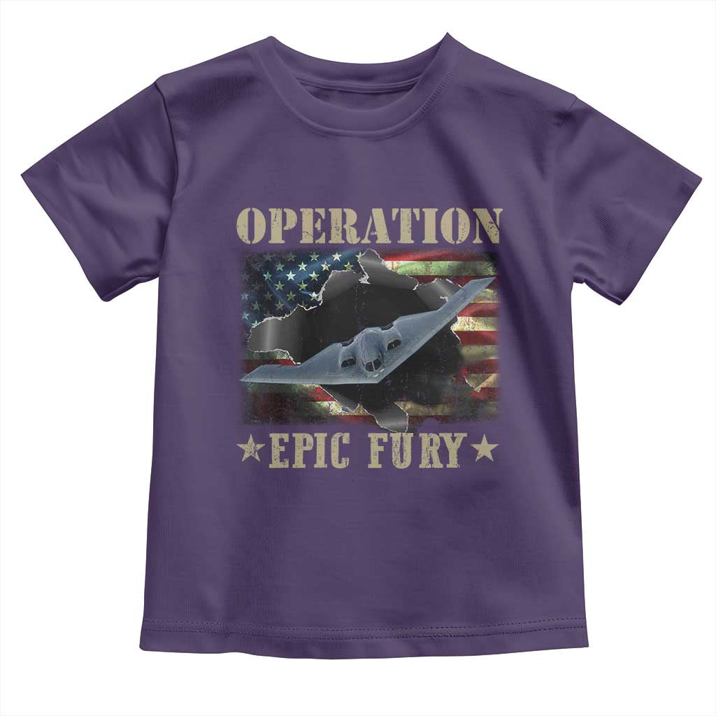 Operation Epic Fury Toddler T Shirt Military Bomber Jet American Flag