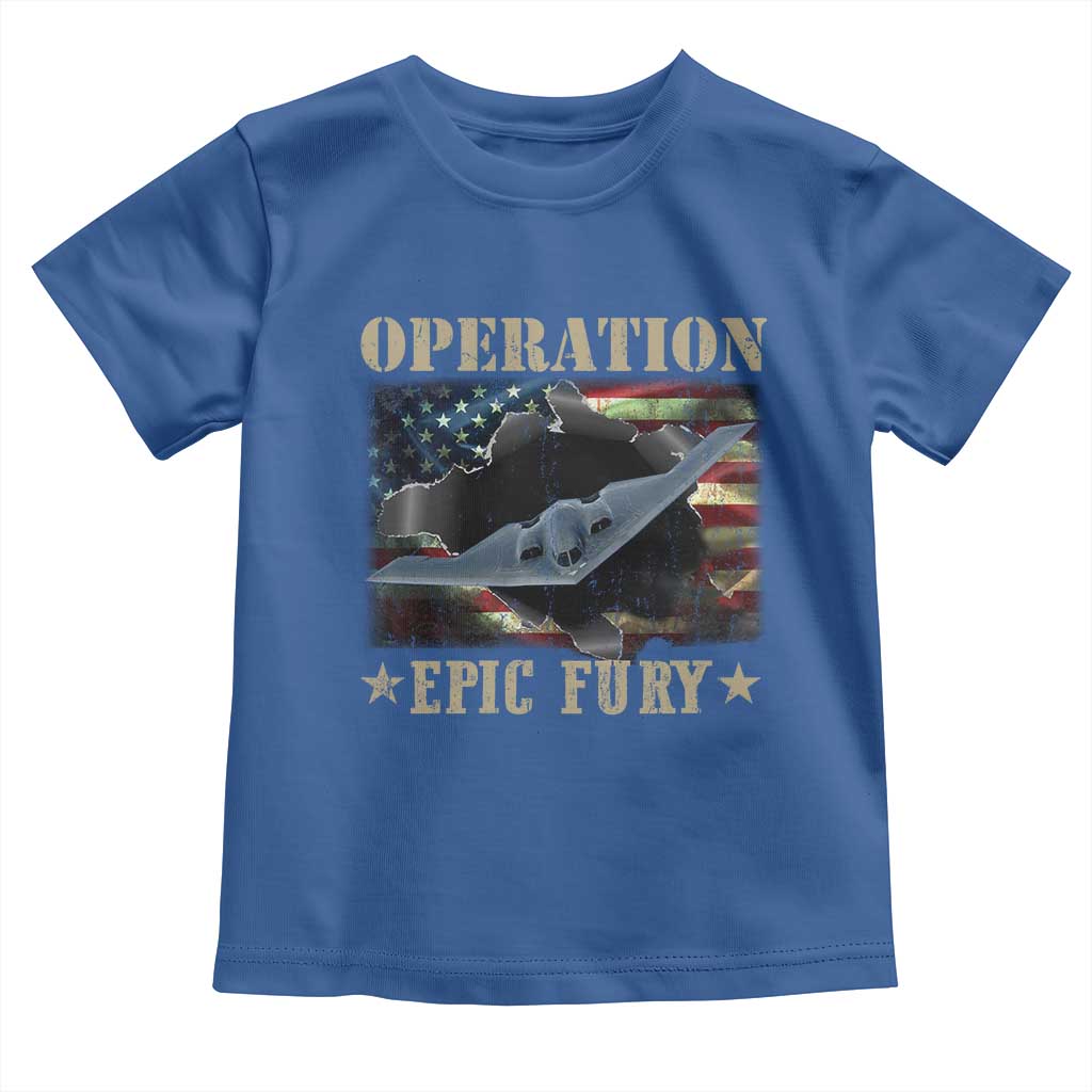 Operation Epic Fury Toddler T Shirt Military Bomber Jet American Flag