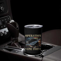 Operation Epic Fury Tumbler Cup Military Bomber Jet American Flag