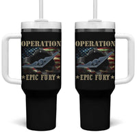 Operation Epic Fury Tumbler With Handle Military Bomber Jet American Flag