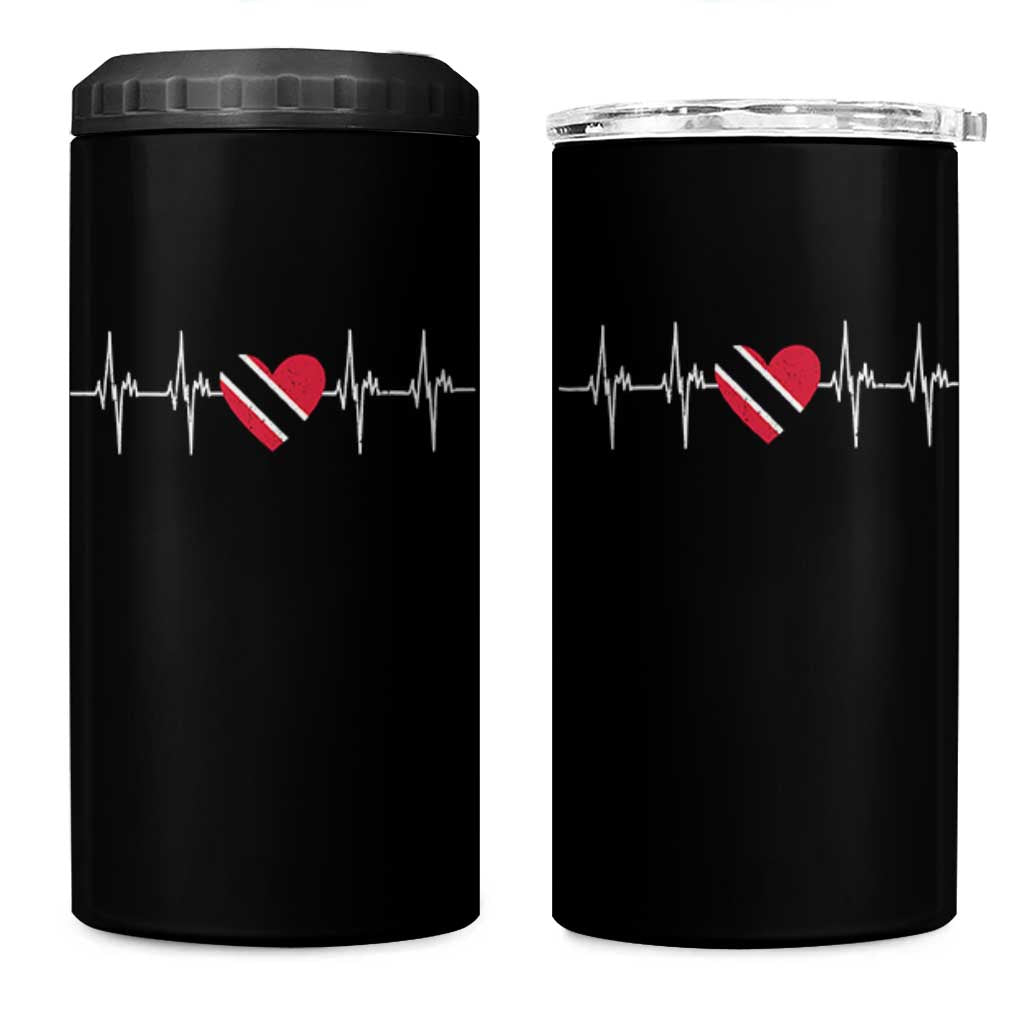 Trinidad And Tobago Heartbeat Trinidadian Flag 4 in 1 Can Cooler Tumbler - Wonder Print Shop