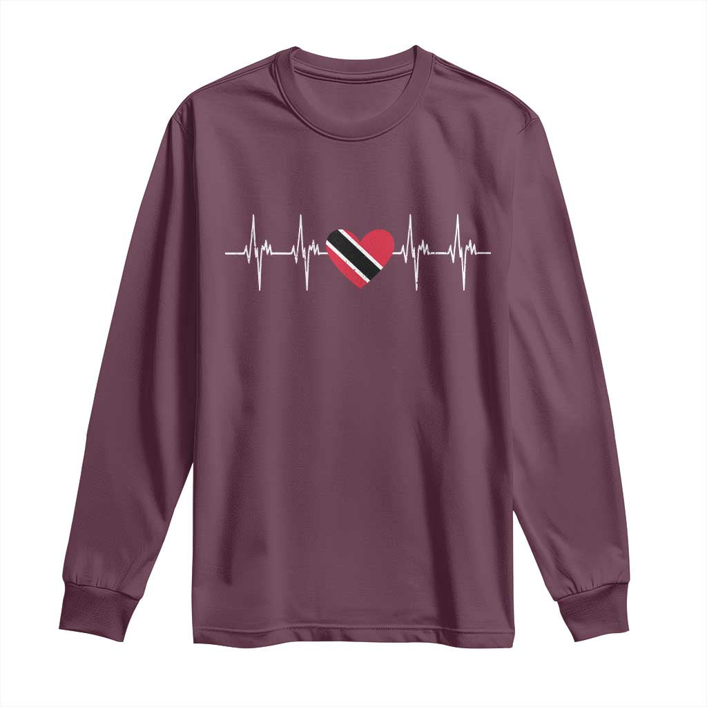 Trinidad And Tobago Heartbeat Trinidadian Flag Long Sleeve Shirt - Wonder Print Shop