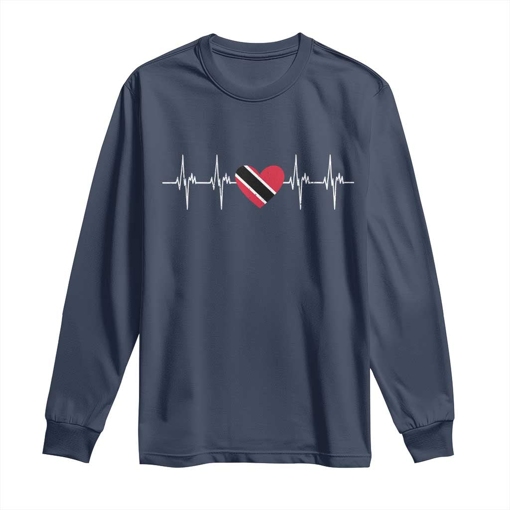 Trinidad And Tobago Heartbeat Trinidadian Flag Long Sleeve Shirt - Wonder Print Shop