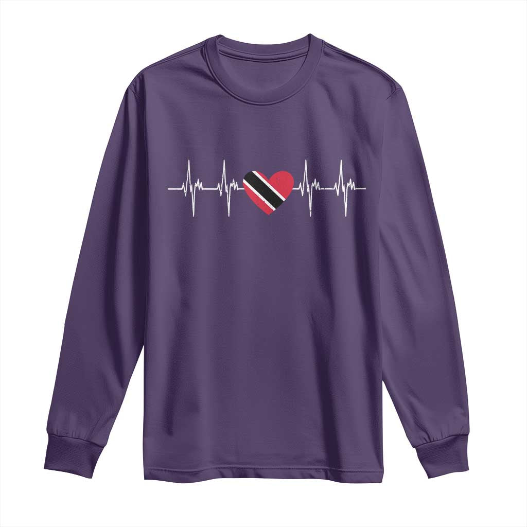 Trinidad And Tobago Heartbeat Trinidadian Flag Long Sleeve Shirt - Wonder Print Shop