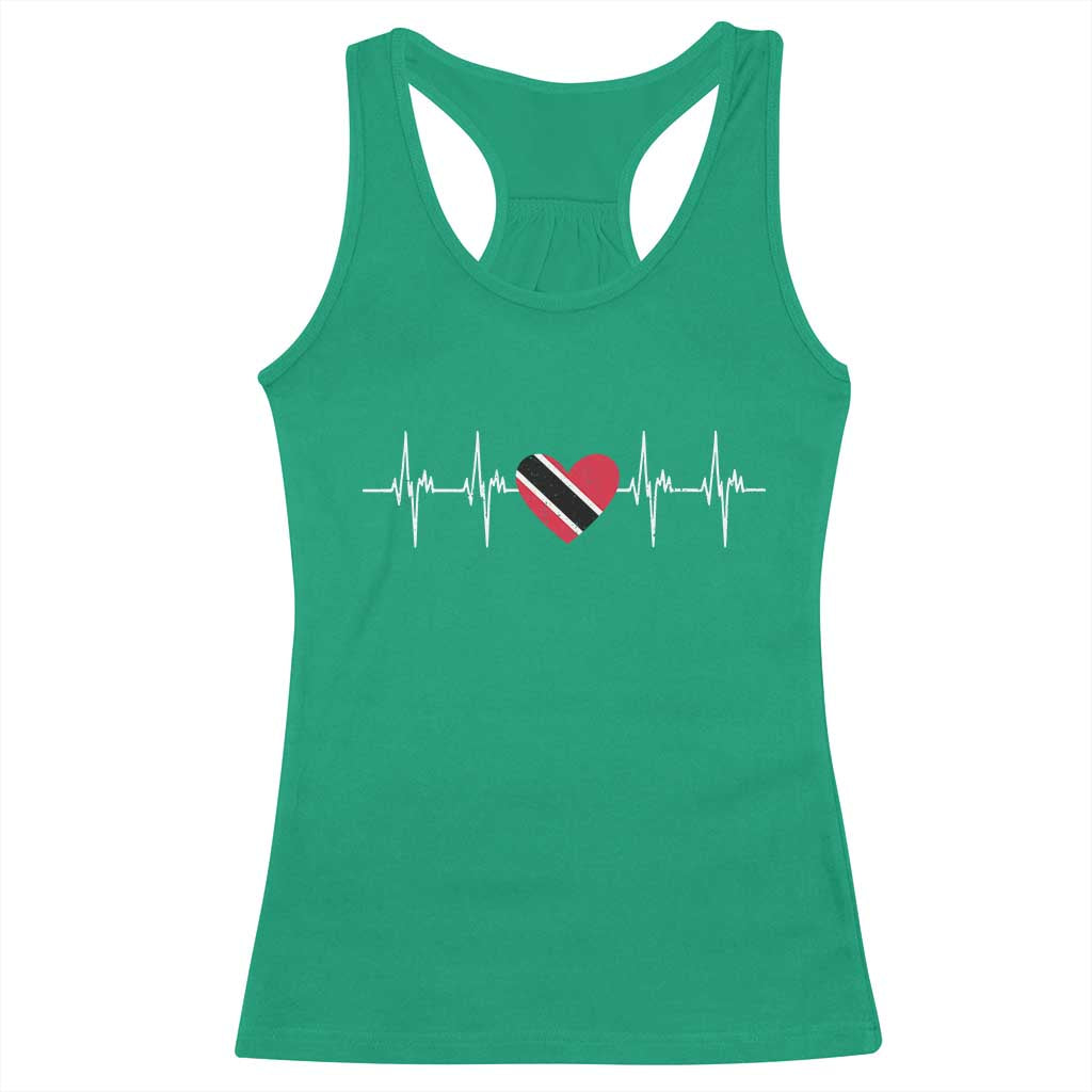 Trinidad And Tobago Heartbeat Trinidadian Flag Racerback Tank Top - Wonder Print Shop