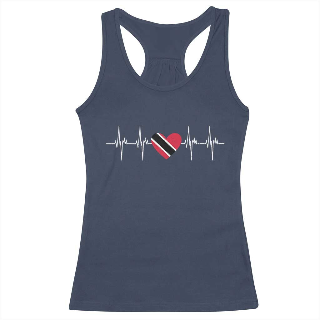 Trinidad And Tobago Heartbeat Trinidadian Flag Racerback Tank Top - Wonder Print Shop