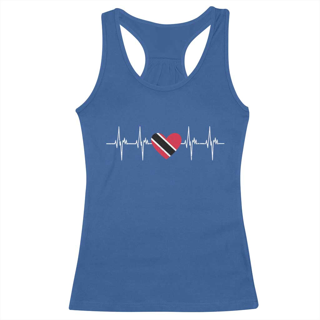 Trinidad And Tobago Heartbeat Trinidadian Flag Racerback Tank Top - Wonder Print Shop