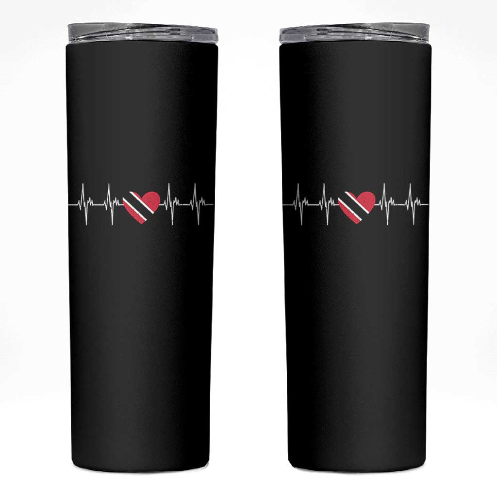 Trinidad And Tobago Heartbeat Trinidadian Flag Skinny Tumbler - Wonder Print Shop
