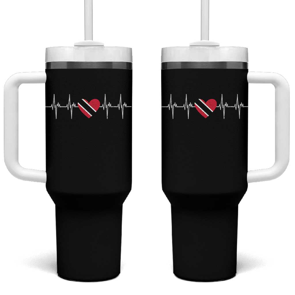 Trinidad And Tobago Heartbeat Trinidadian Flag Tumbler With Handle - Wonder Print Shop