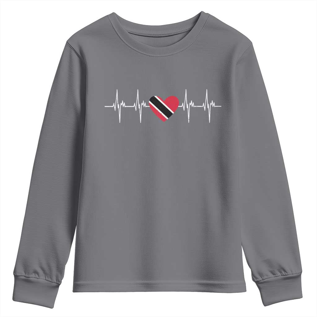 Trinidad And Tobago Heartbeat Trinidadian Flag Youth Sweatshirt - Wonder Print Shop