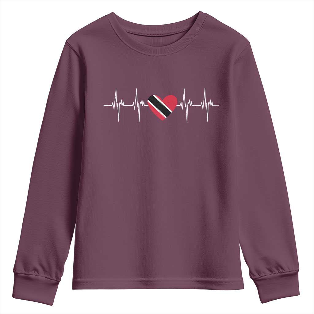 Trinidad And Tobago Heartbeat Trinidadian Flag Youth Sweatshirt - Wonder Print Shop