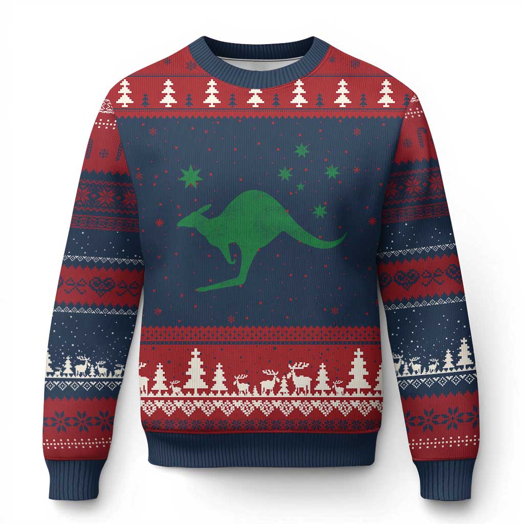 Australia Kangaroo with Federation Star Aussie Roots Ugly Christmas Sweater