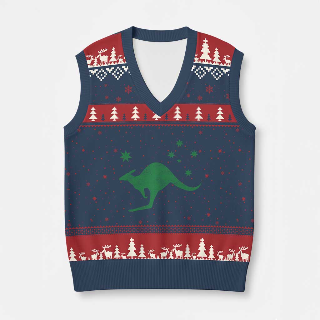 Australia Kangaroo with Federation Star Aussie Roots V-Neck Knit Sweater Vest