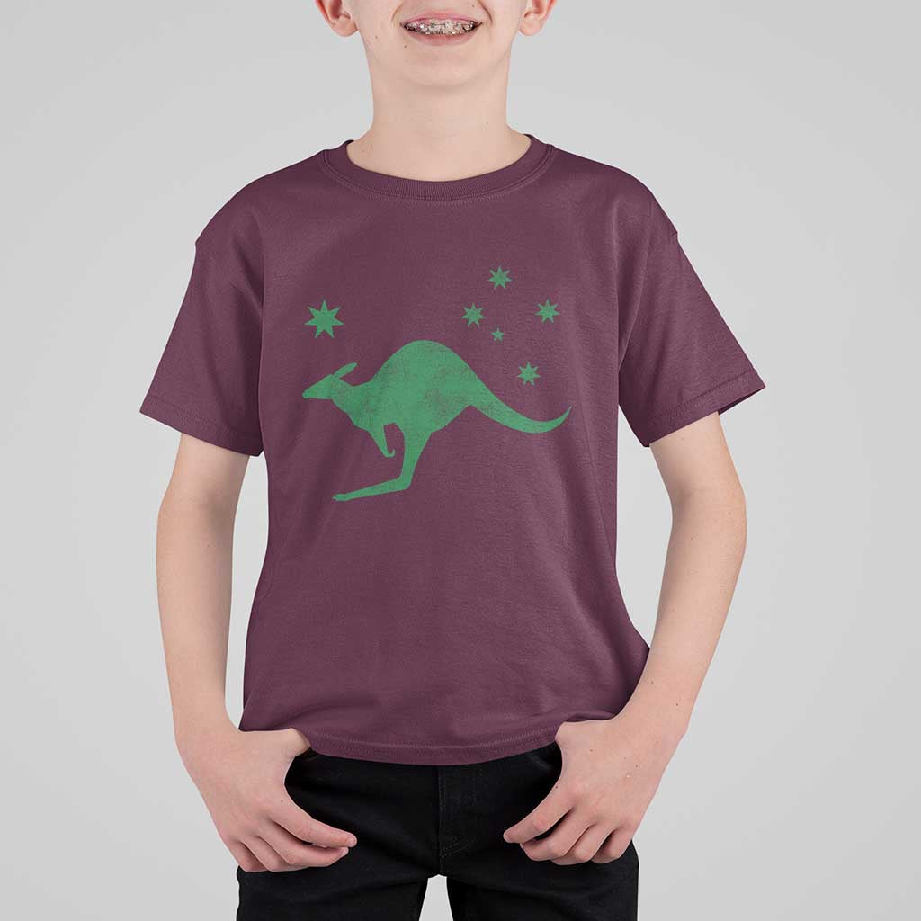 Australia Kangaroo with Federation Star Aussie Roots T Shirt For Kid