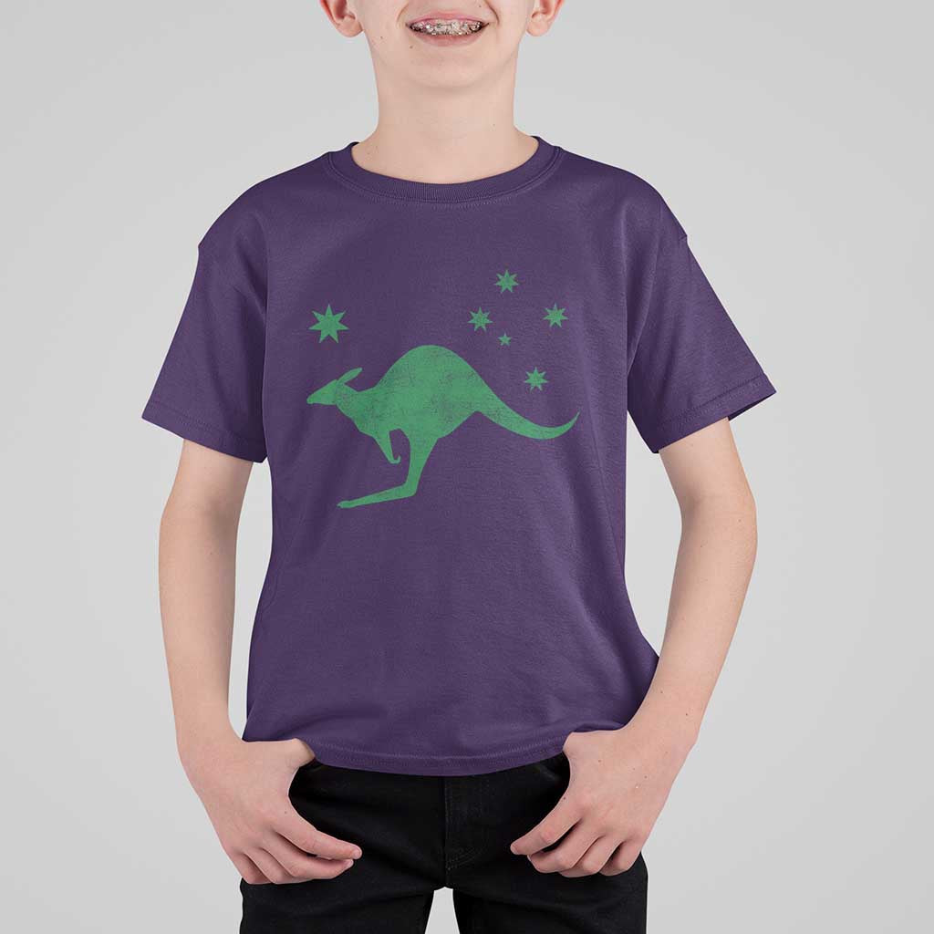 Australia Kangaroo with Federation Star Aussie Roots T Shirt For Kid