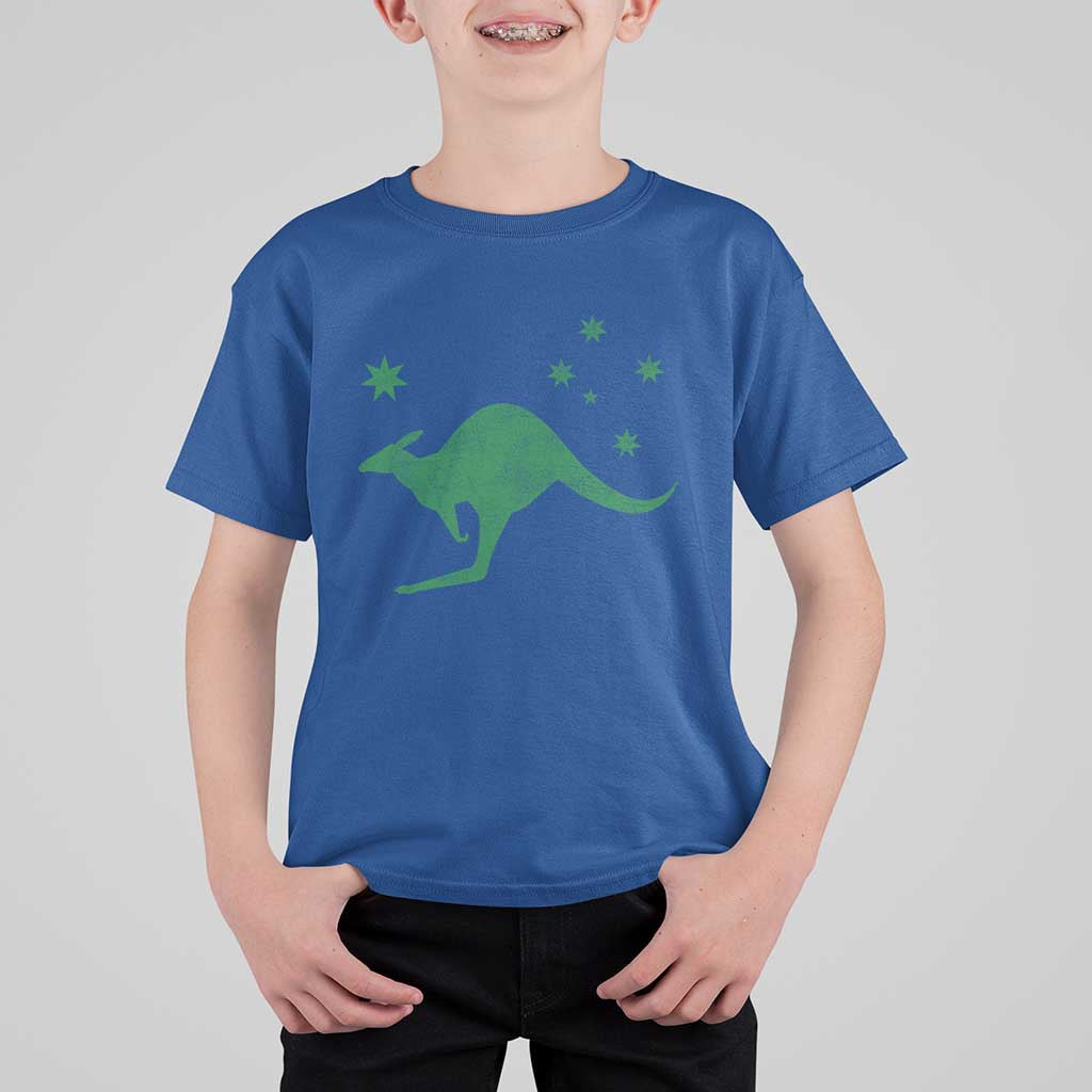 Australia Kangaroo with Federation Star Aussie Roots T Shirt For Kid