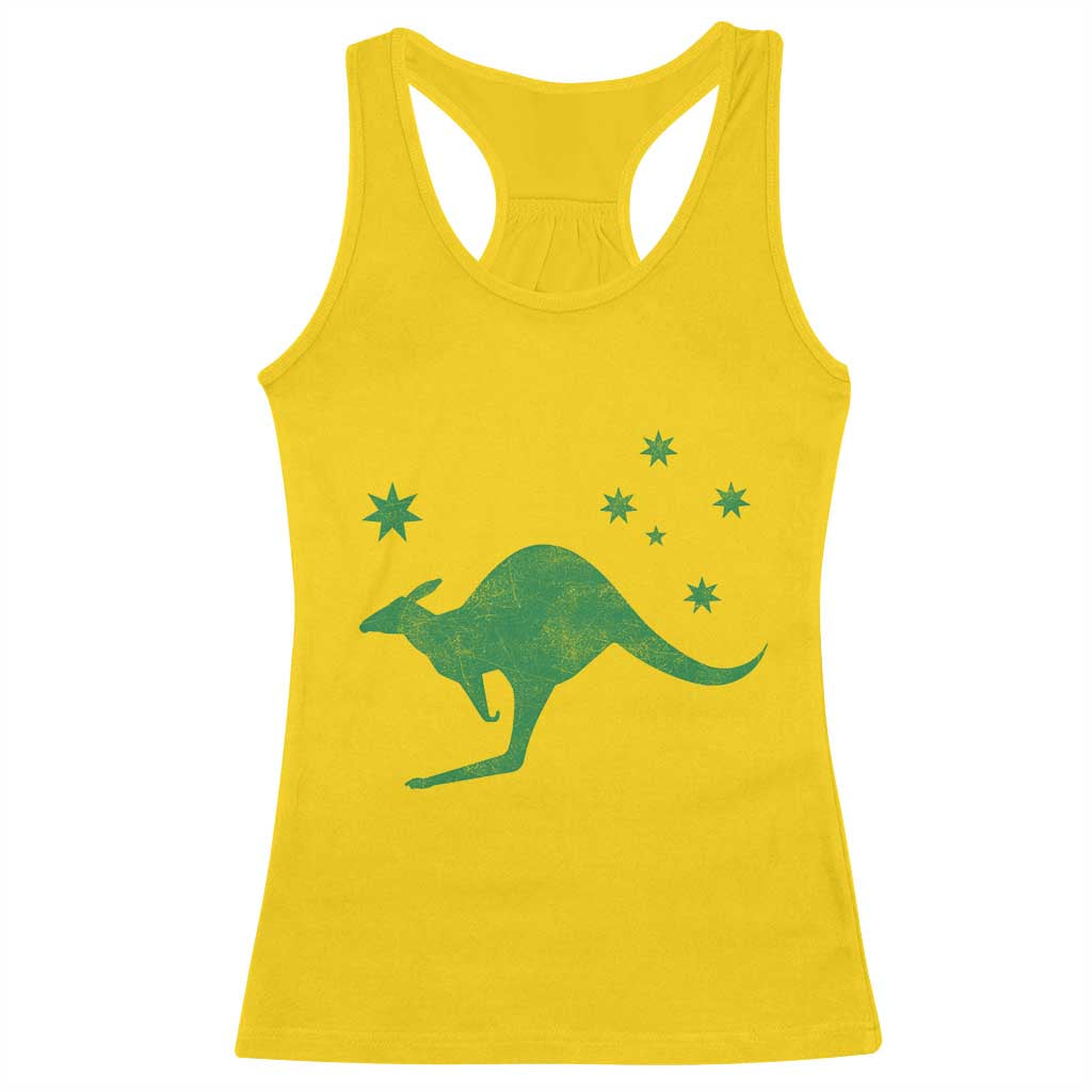 Australia Kangaroo with Federation Star Aussie Roots Racerback Tank Top