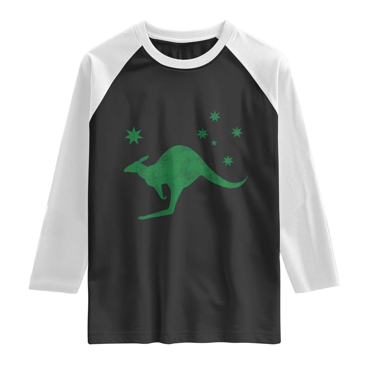 Australia Kangaroo with Federation Star Aussie Roots Raglan Shirt