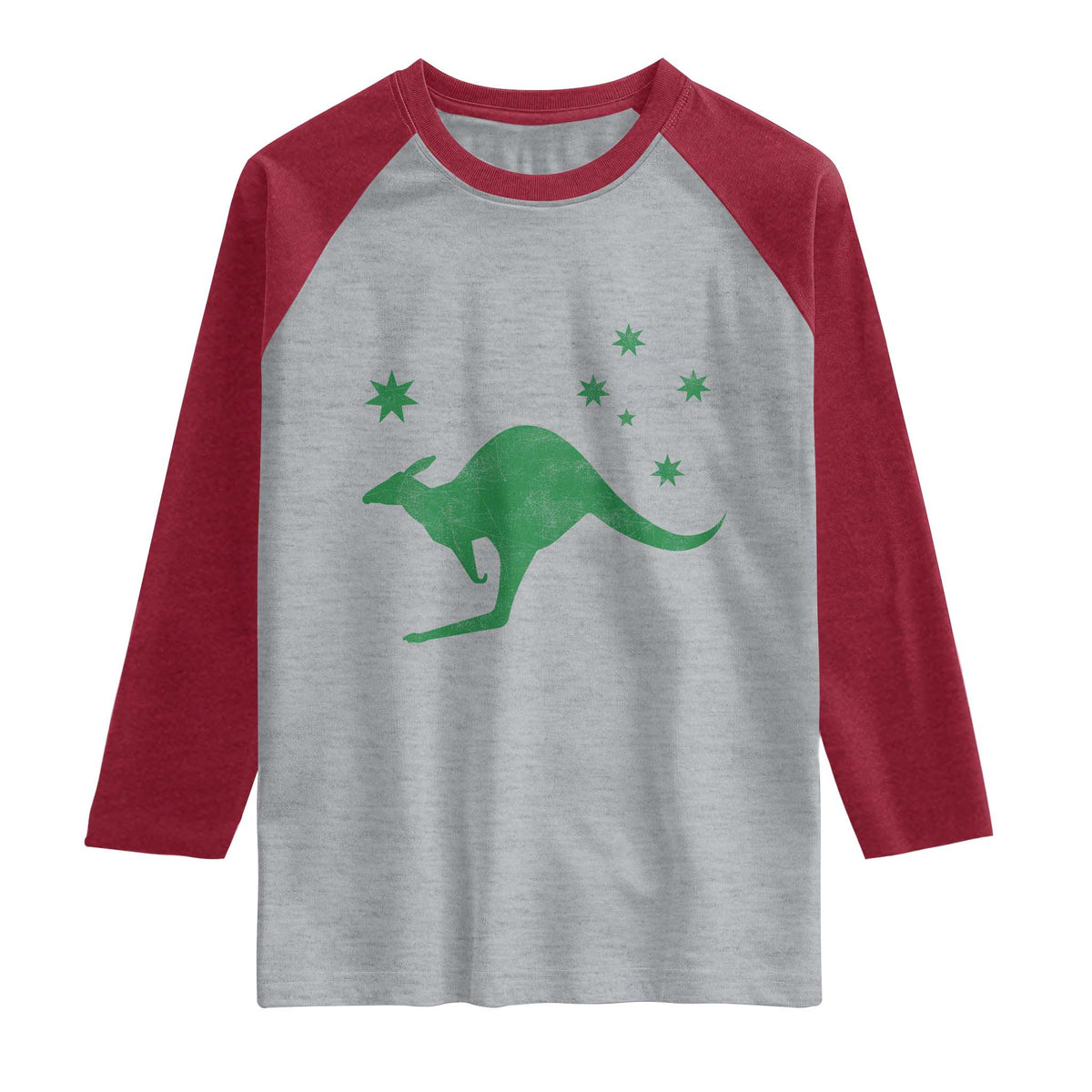 Australia Kangaroo with Federation Star Aussie Roots Raglan Shirt