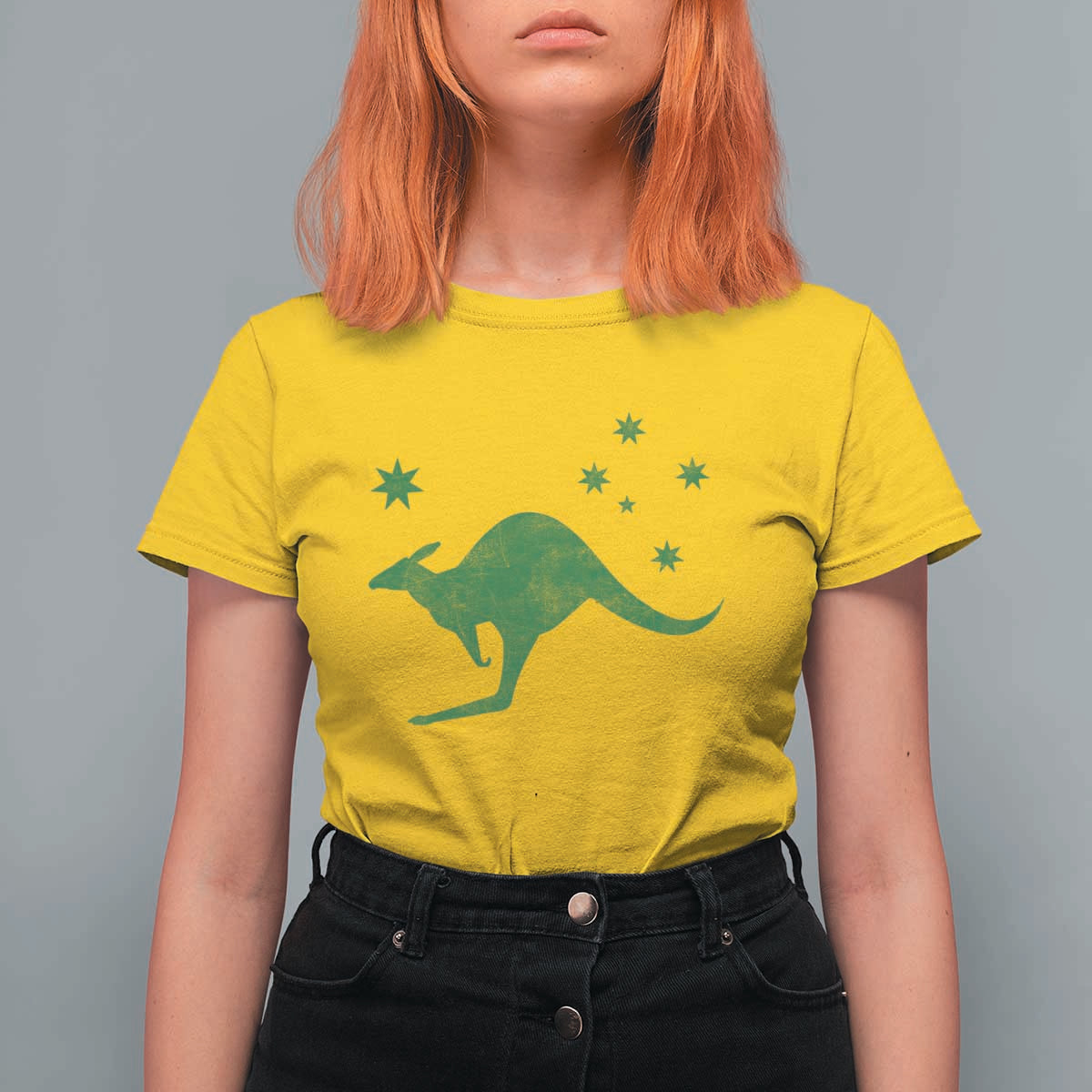 Australia Kangaroo with Federation Star Aussie Roots T Shirt For Women