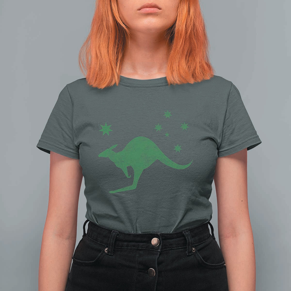 Australia Kangaroo with Federation Star Aussie Roots T Shirt For Women