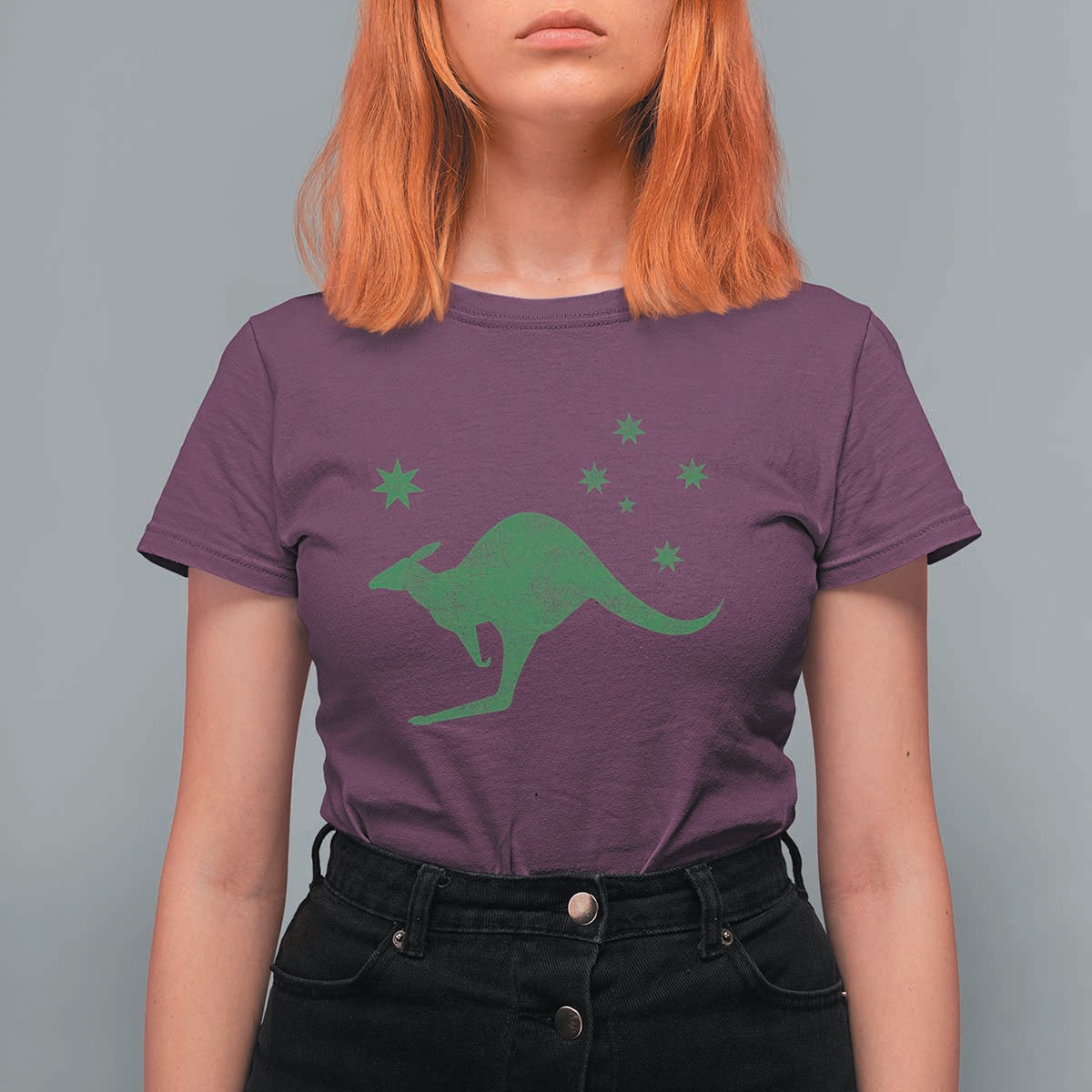 Australia Kangaroo with Federation Star Aussie Roots T Shirt For Women