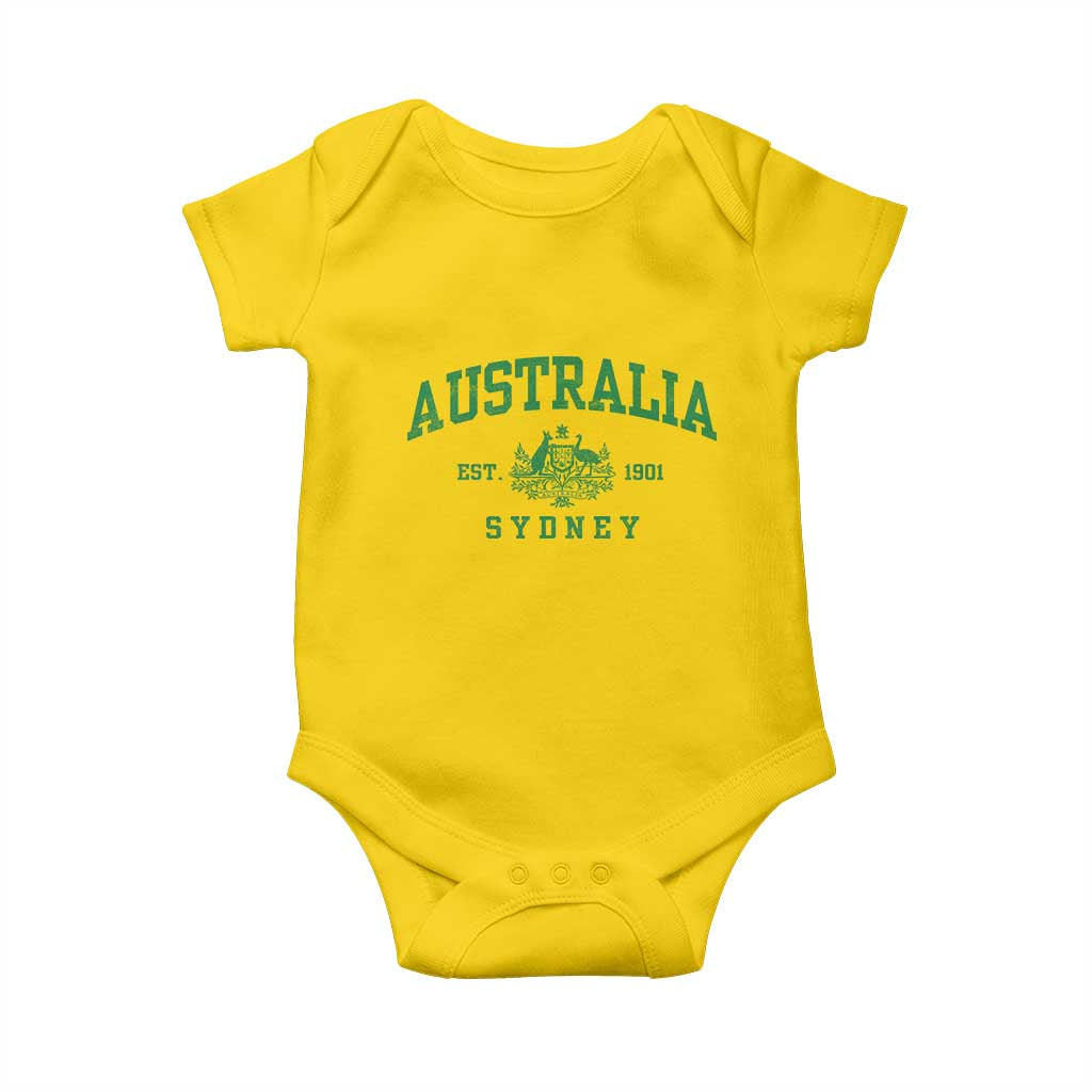 Australia Sydney Est 1901 Baby Onesie Commonwealth Vintage Crest