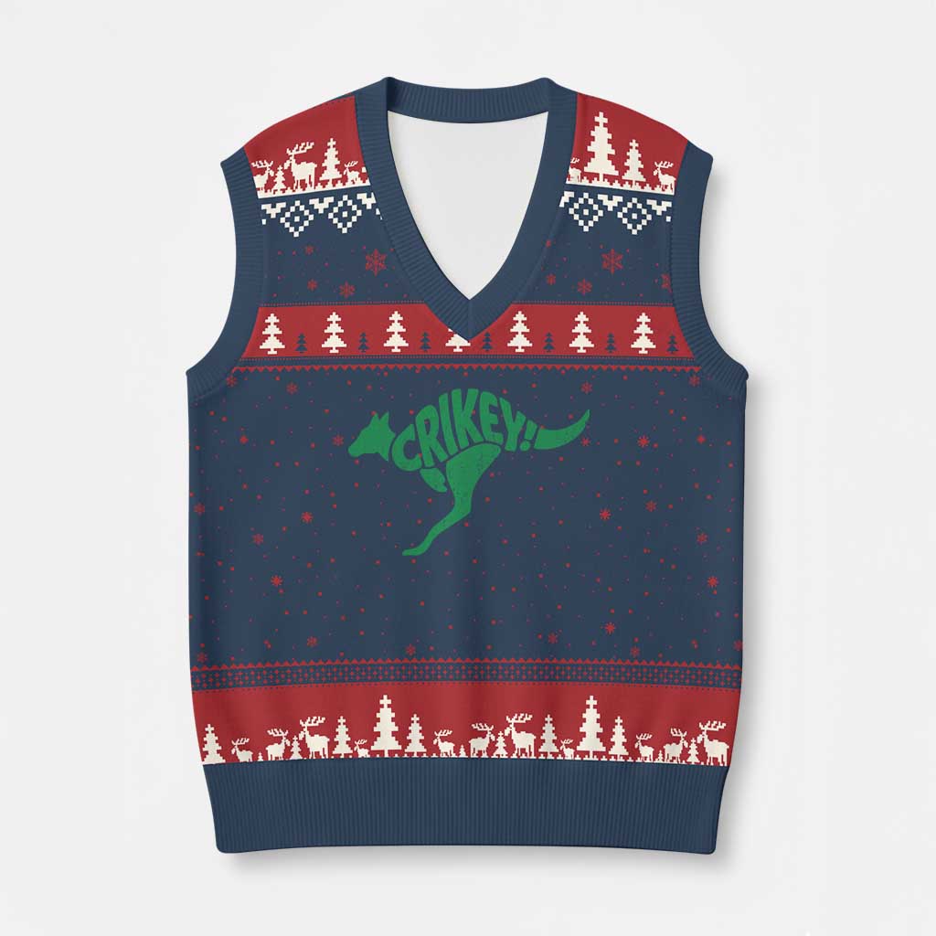 Crikey Australian Kangaroo Oz Slang Australia V-Neck Knit Sweater Vest